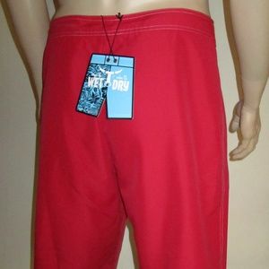 NWT Hanes Men's Swim Shorts Wet'n Dry Board Shorts Red